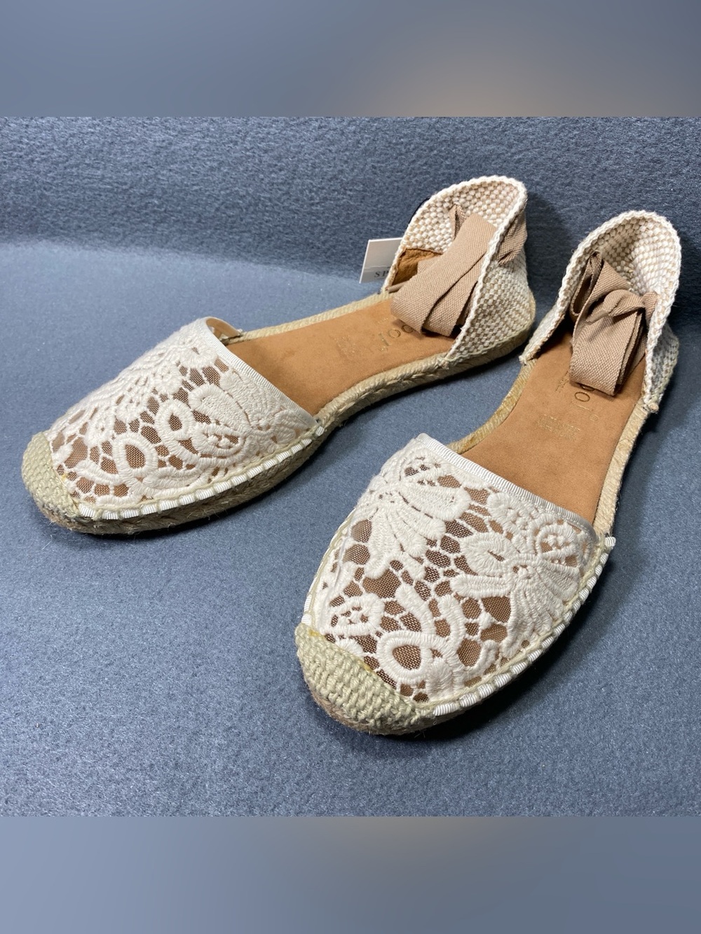 Maypol Espadrille Handmade/Spain Flat Lace Up Women’s Shoes Off-White Sz 41 NWT